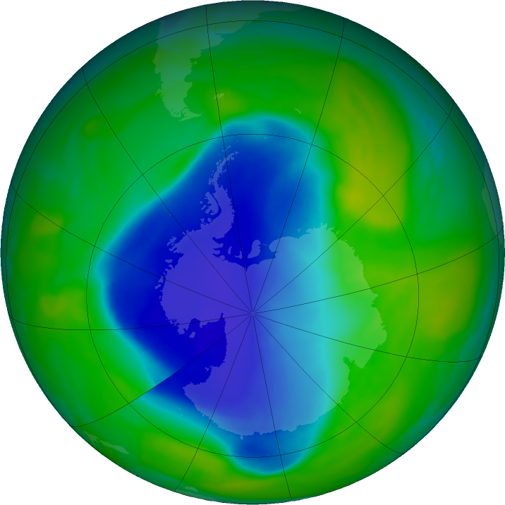 Antarctic ozone map for 05 December 2023